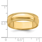 Sterling Silver Gold-plated 6mm Half Round Milgrain Size 10 Band