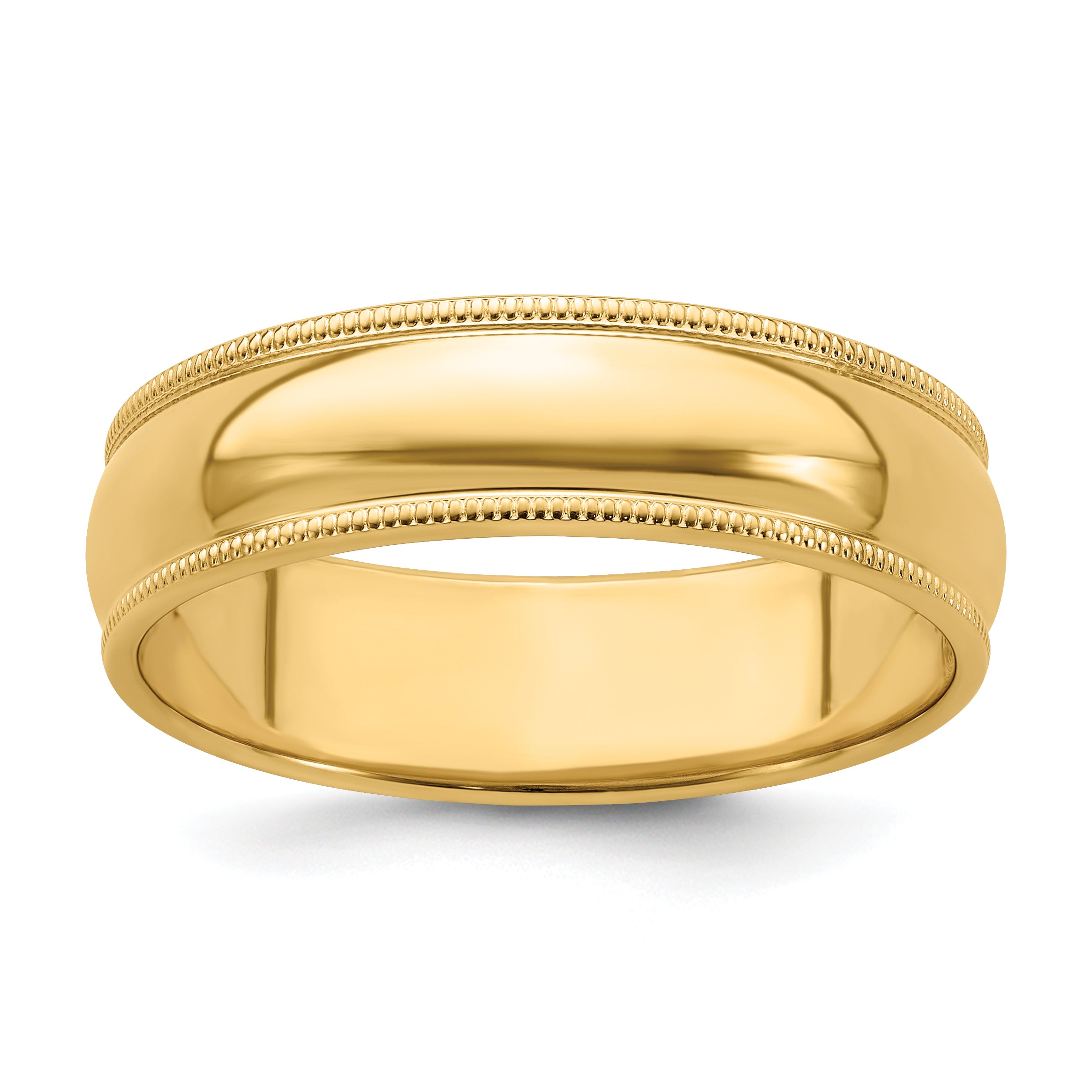 14K Yellow Gold Milgrain Half-Round Wedding Band 6mm Main image