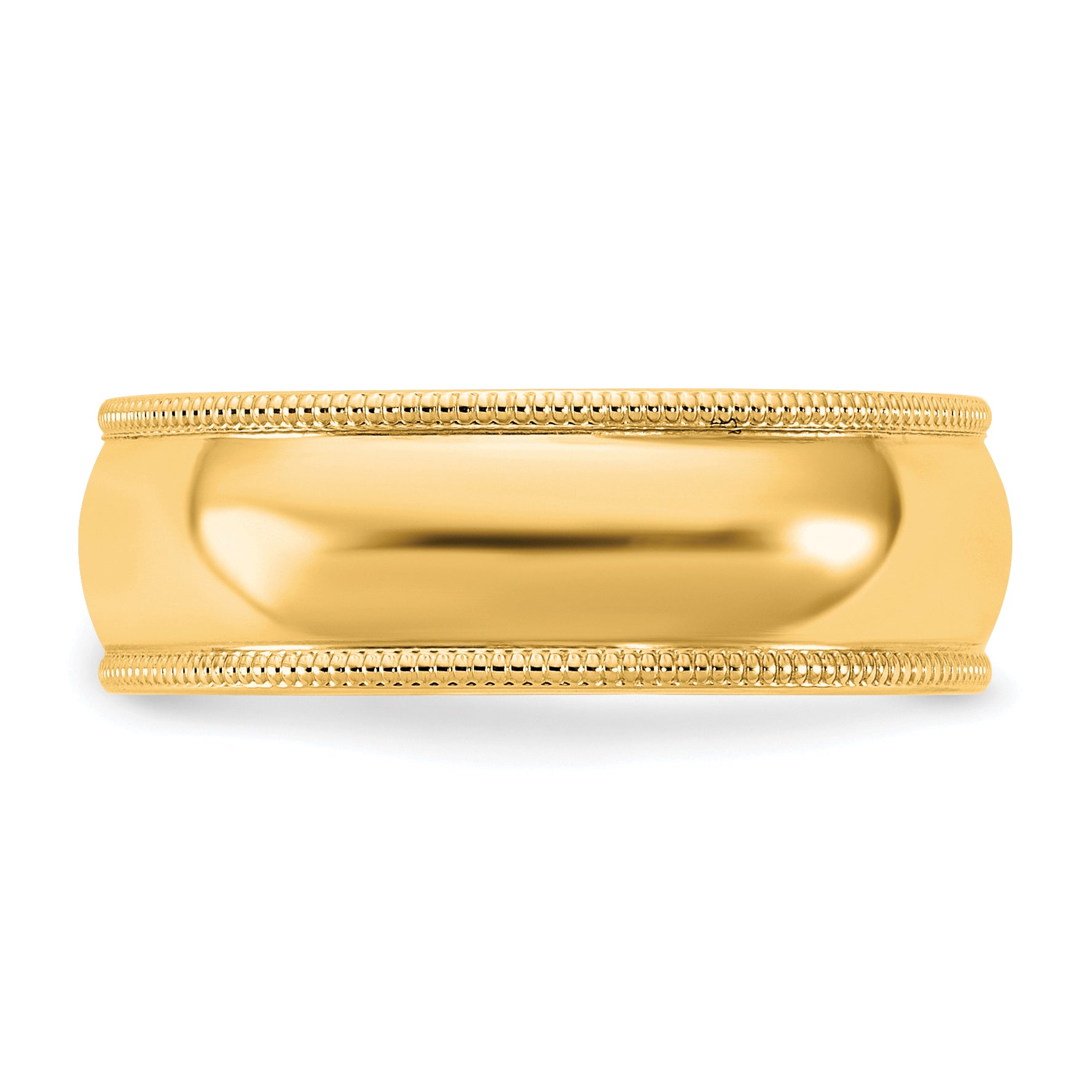 14KY 6.5mm Milgrain Half Round Band Size 14