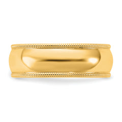 14KY 6.5mm Milgrain Half Round Band Size 14