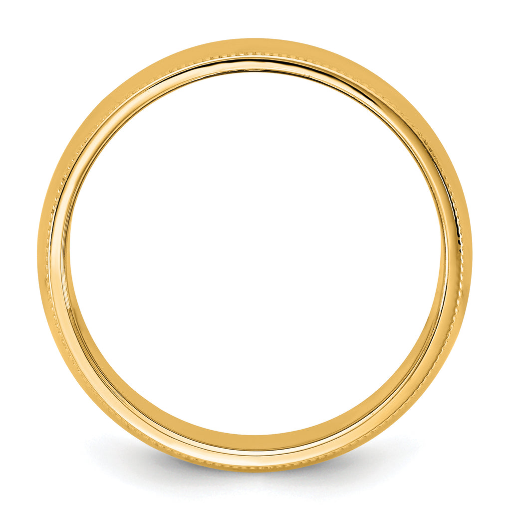 14KY 7mm Milgrain Half Round Band
