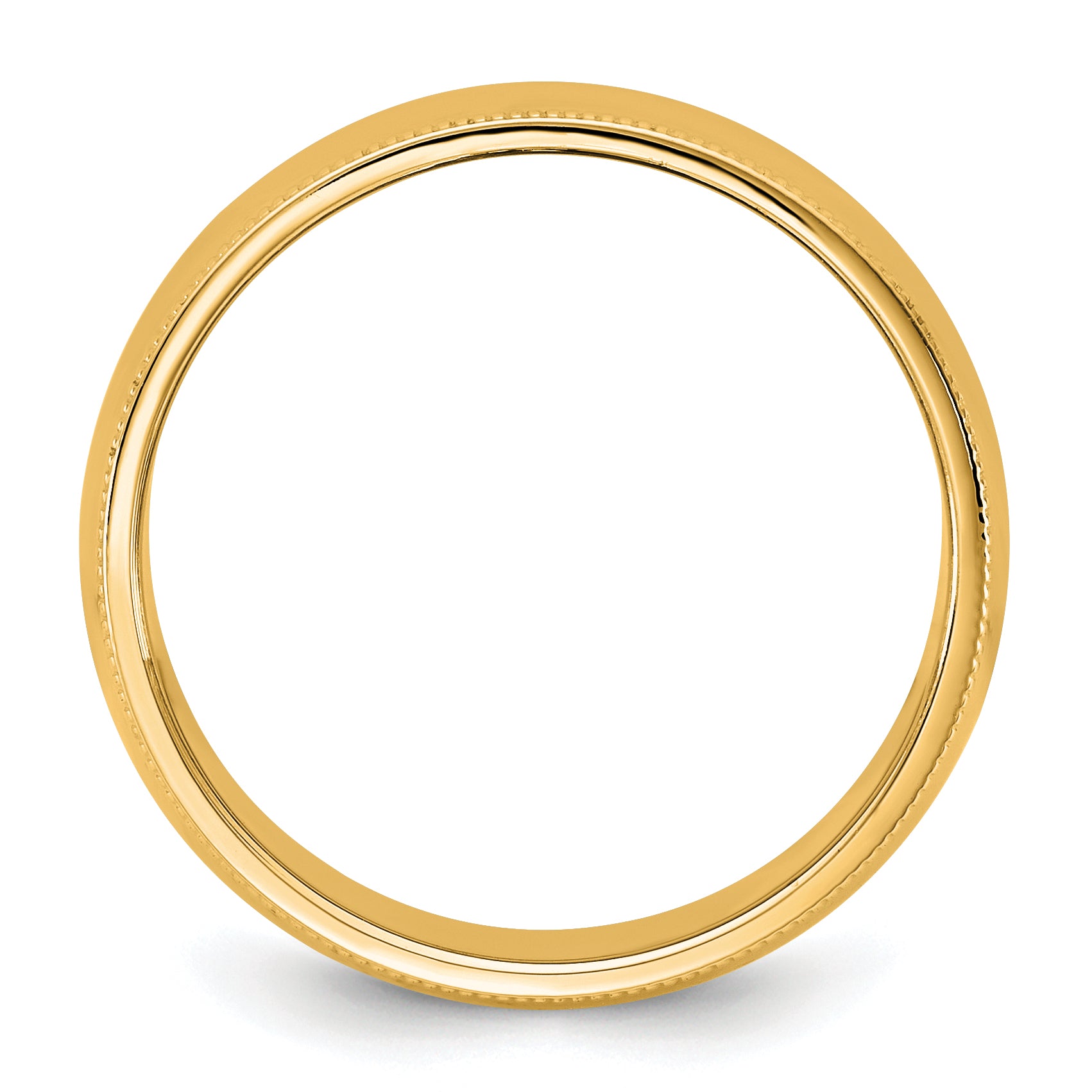 14KY 7mm Milgrain Half Round Band Size 14