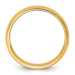 14KY 7mm Milgrain Half Round Band Size 14