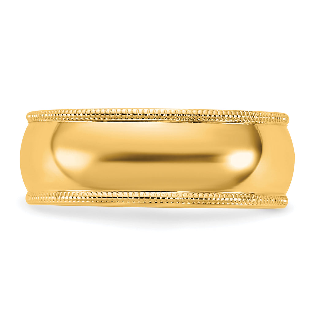 14KY 7mm Milgrain Half Round Band