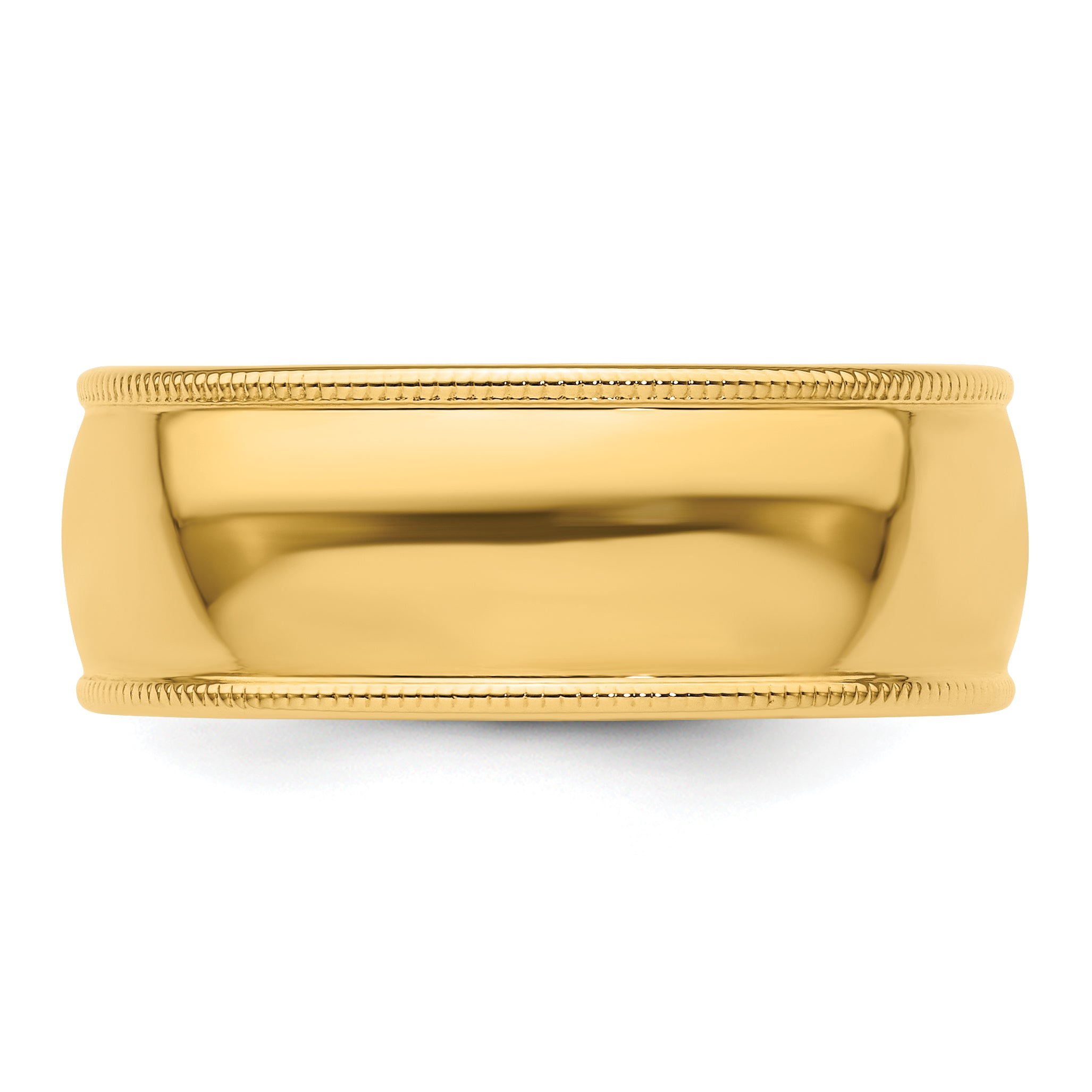 14k Yellow Gold 8mm Milgrain Half Round Wedding Band