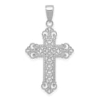 14K White Gold Fleur De Lis Cross Charm