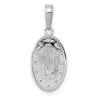 14K White Gold Polished Solid Miraculous Medal Oval Pendant