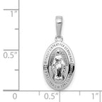 14K White Gold Polished Solid Miraculous Medal Oval Pendant