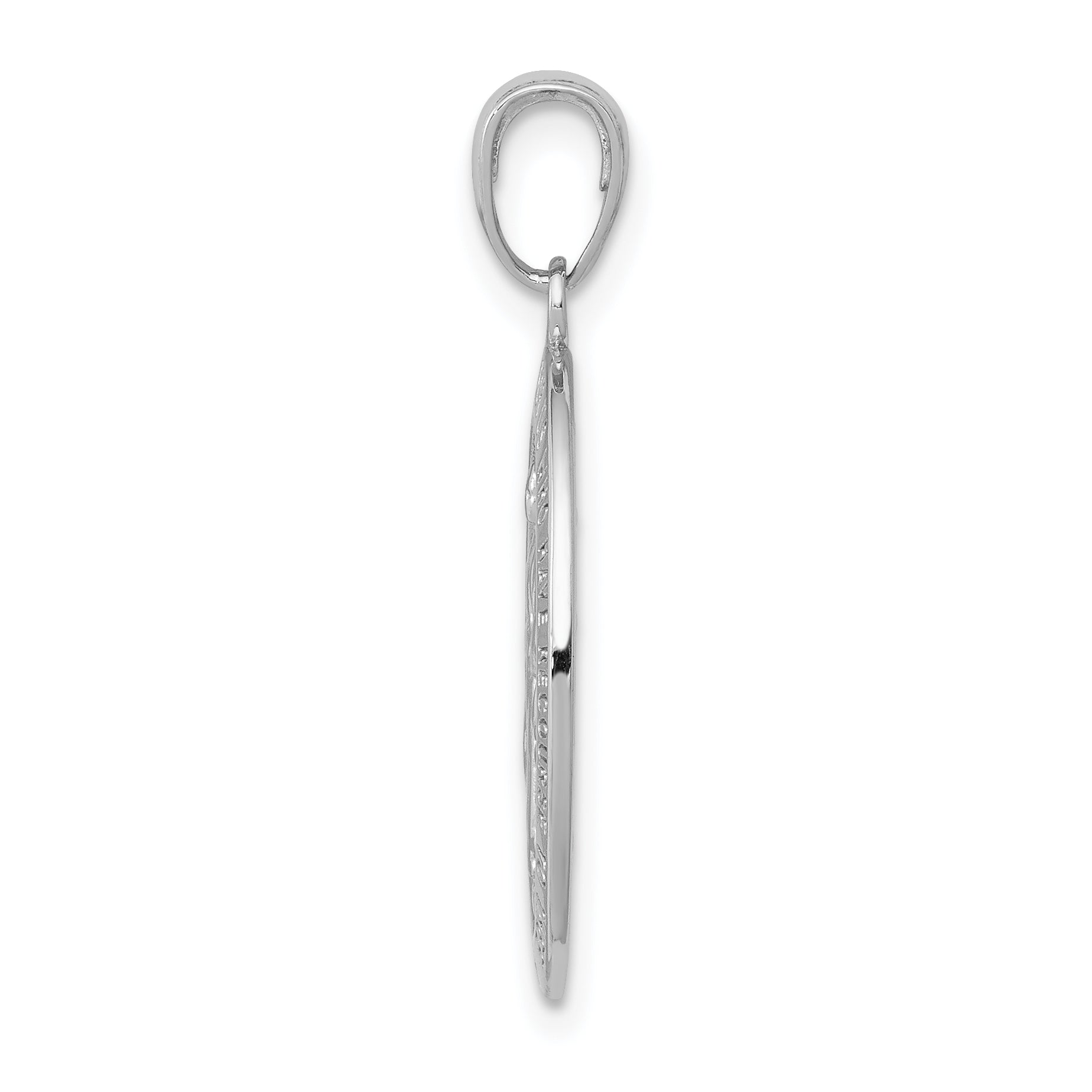 14K White Gold Polished Solid Miraculous Medal Oval Pendant Secondary image