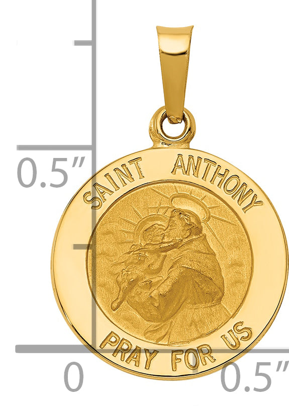 14K Yellow Gold Polished Solid Saint Anthony Medal Charm