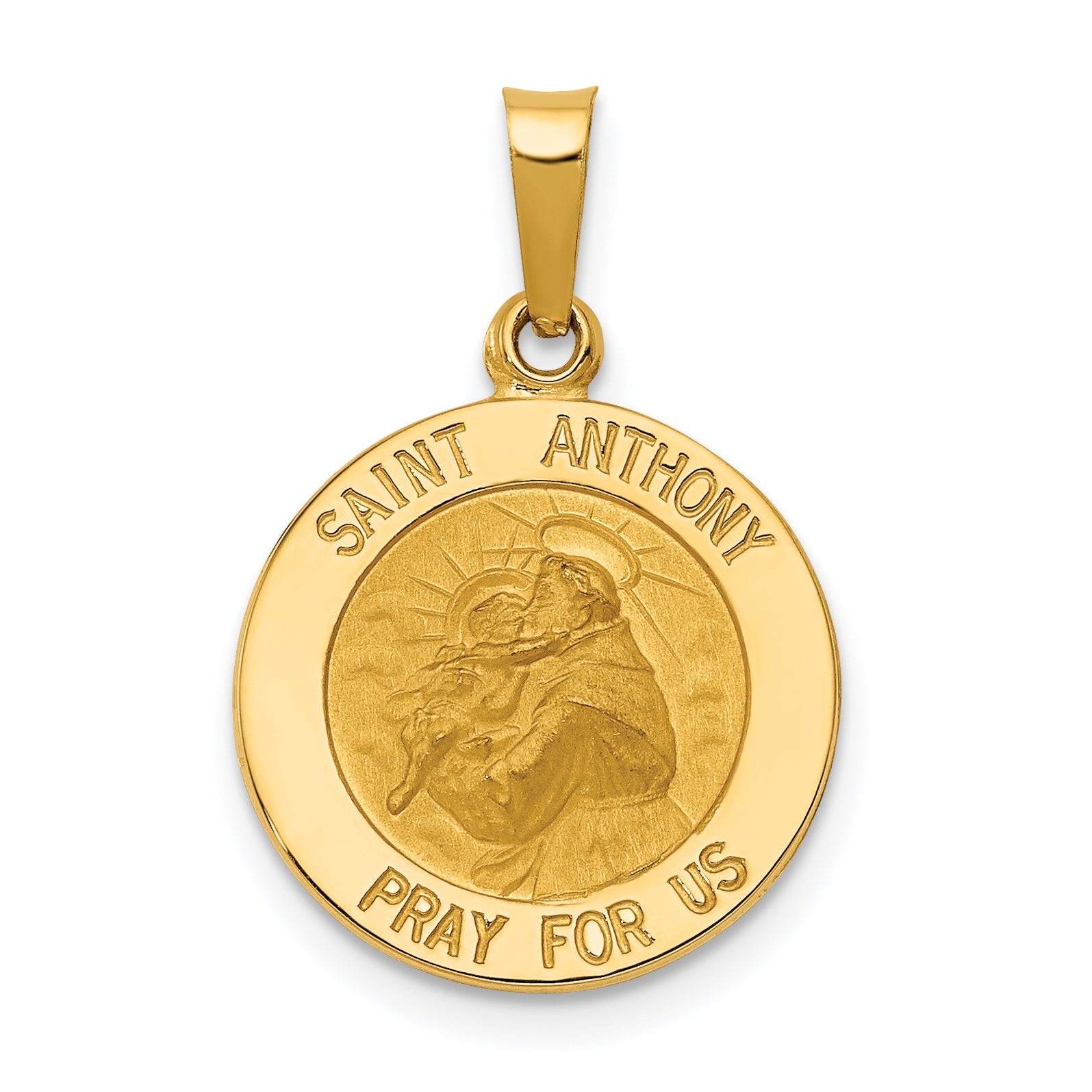 14K Yellow Gold Polished Solid Saint Anthony Medal Charm Main image