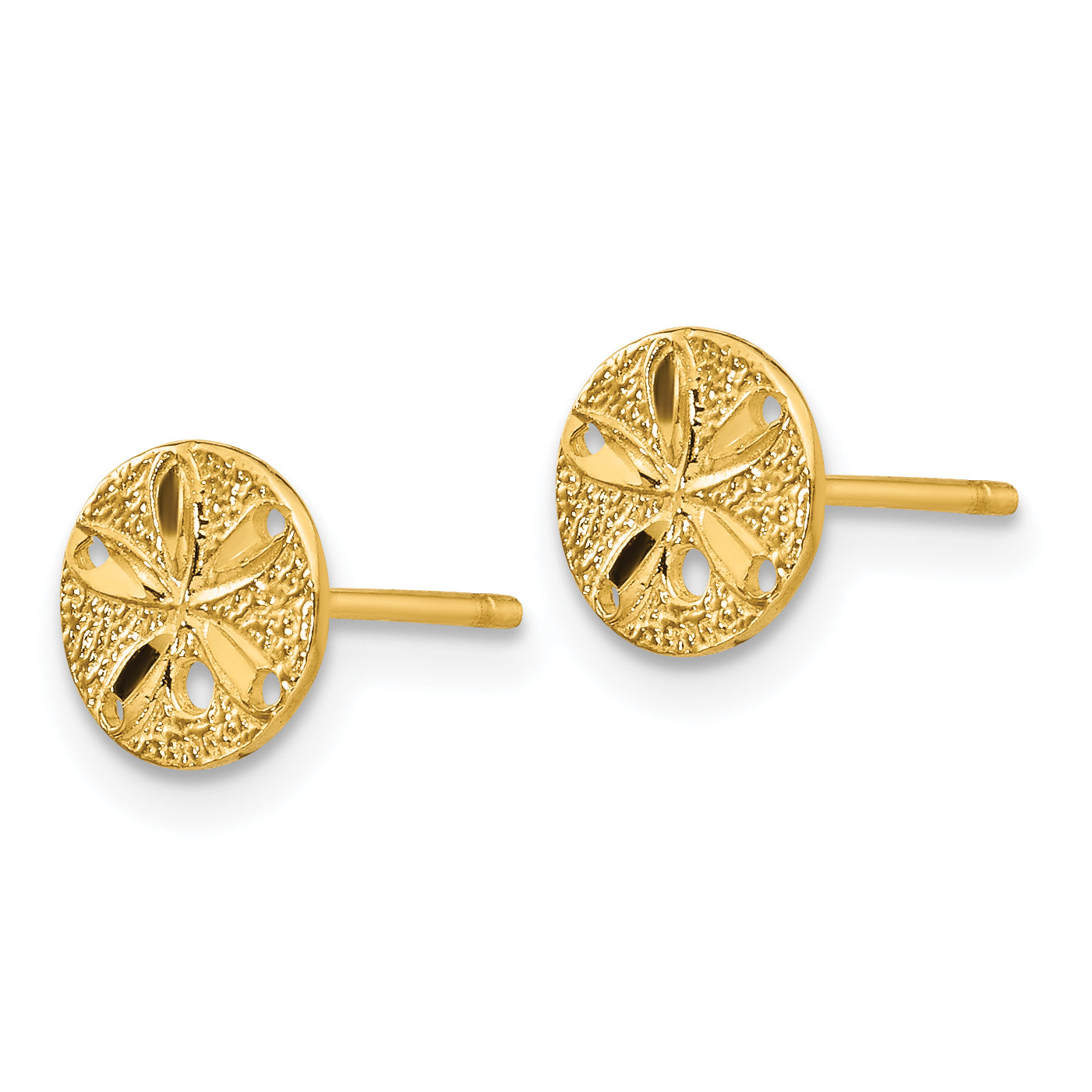 14k Diamond-Cut Sand Dollar Post Earrings Secondary image