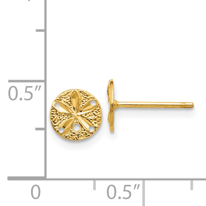14k Diamond-Cut Sand Dollar Post Earrings
