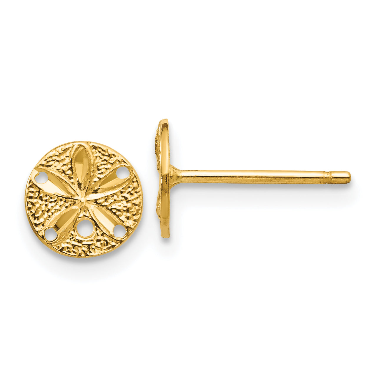 14k Diamond-Cut Sand Dollar Post Earrings Main image