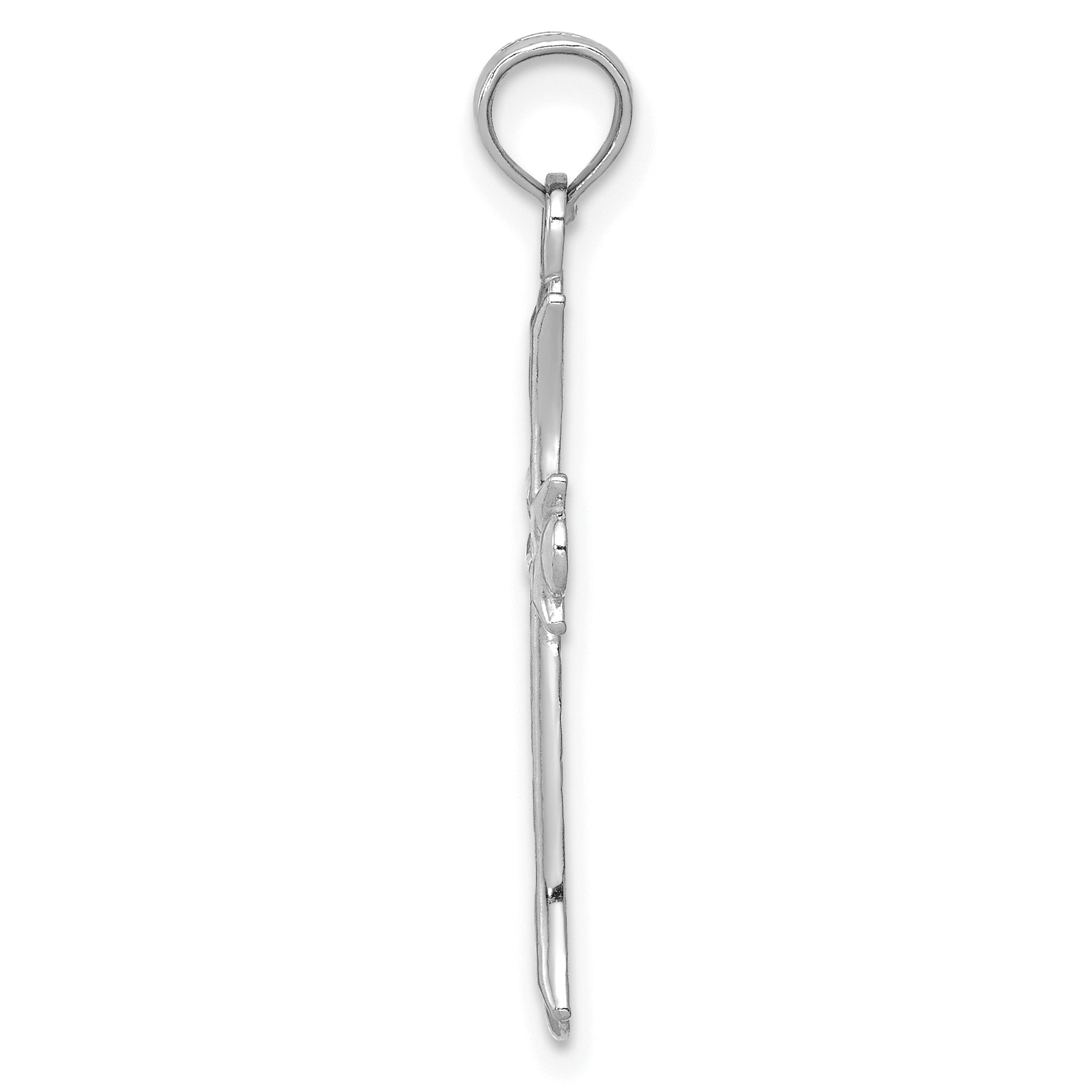 14K White Gold Fleur De Lis Cross Pendant Secondary image