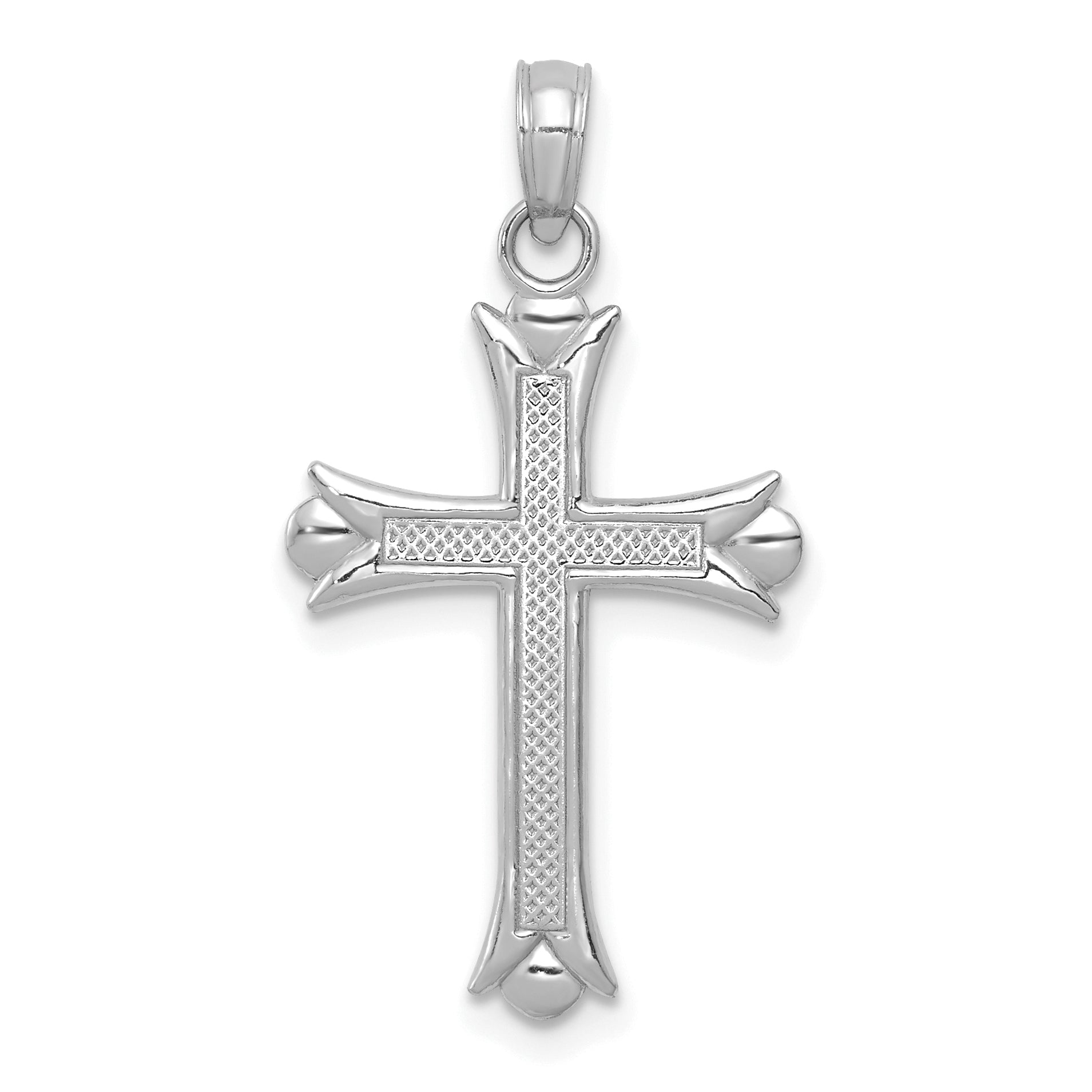 14K White Gold Fleur De Lis Cross Pendant Main image