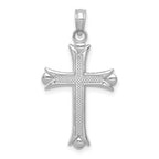 14K White Gold Fleur De Lis Cross Pendant