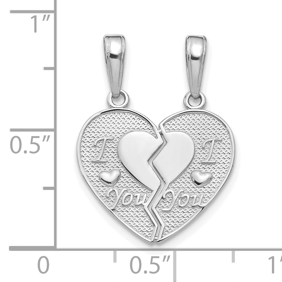 14k White Gold I LOVE YOU Break Apart Heart Charm Secondary image