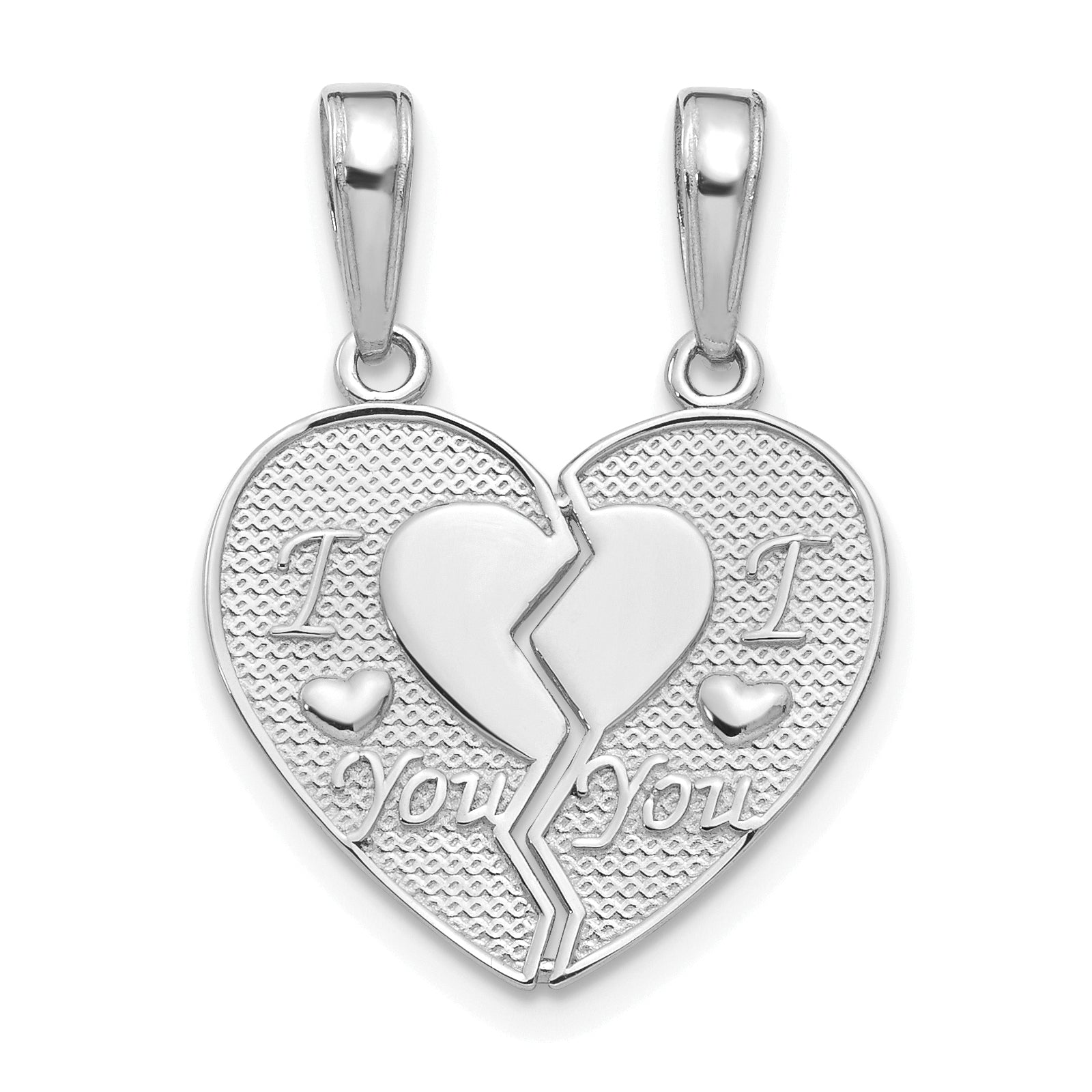 14k White Gold I LOVE YOU Break Apart Heart Charm Main image