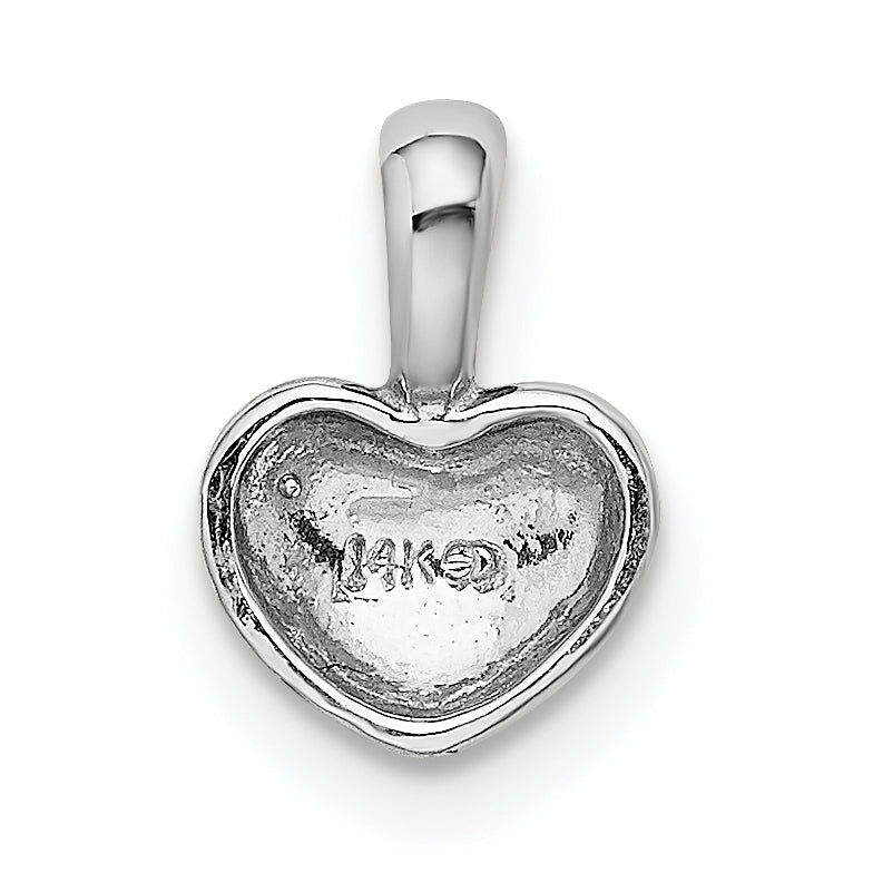 14K White Gold Polished Domed Heart Charm