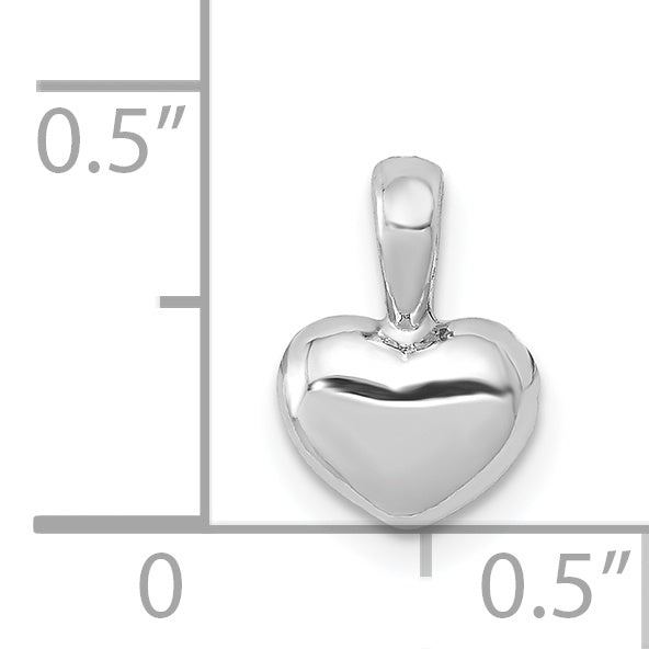 14K White Gold Polished Domed Heart Charm
