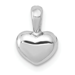 14K White Gold Polished Domed Heart Charm