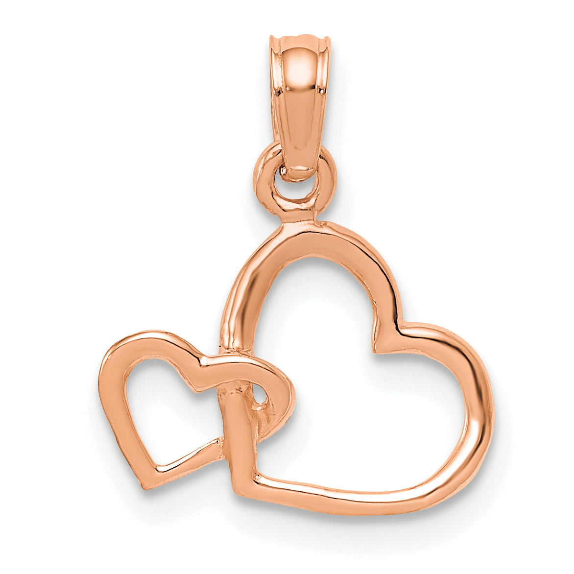 14K Rose Polished Intertwined Double Heart Pendant Main image