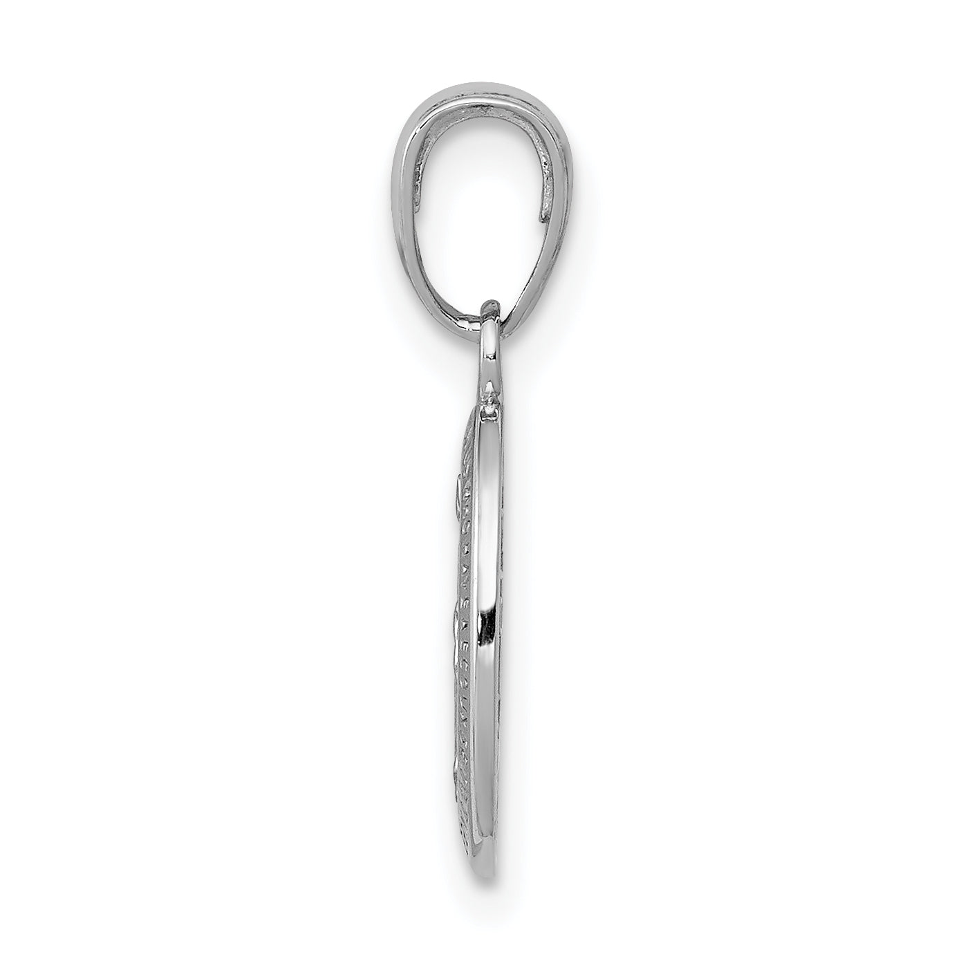 14k White Gold Polished and Satin Solid Miraculous Medal Oval Charm