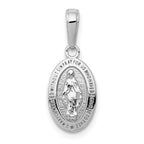 14K White Gold Polished Solid Miraculous Medal Oval Charm