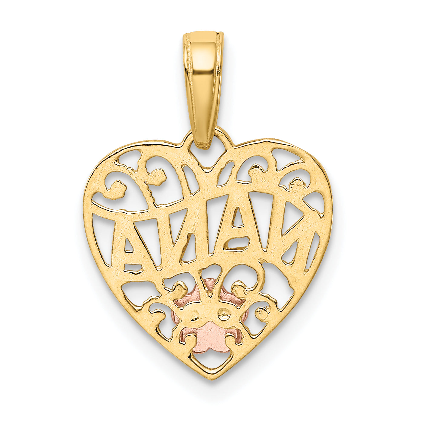 10K Two-Tone Gold Polished NANA in Heart Pendant