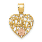 10K Two-Tone Gold Polished NANA in Heart Pendant