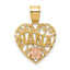 10K Two-Tone Gold Polished NANA in Heart Pendant