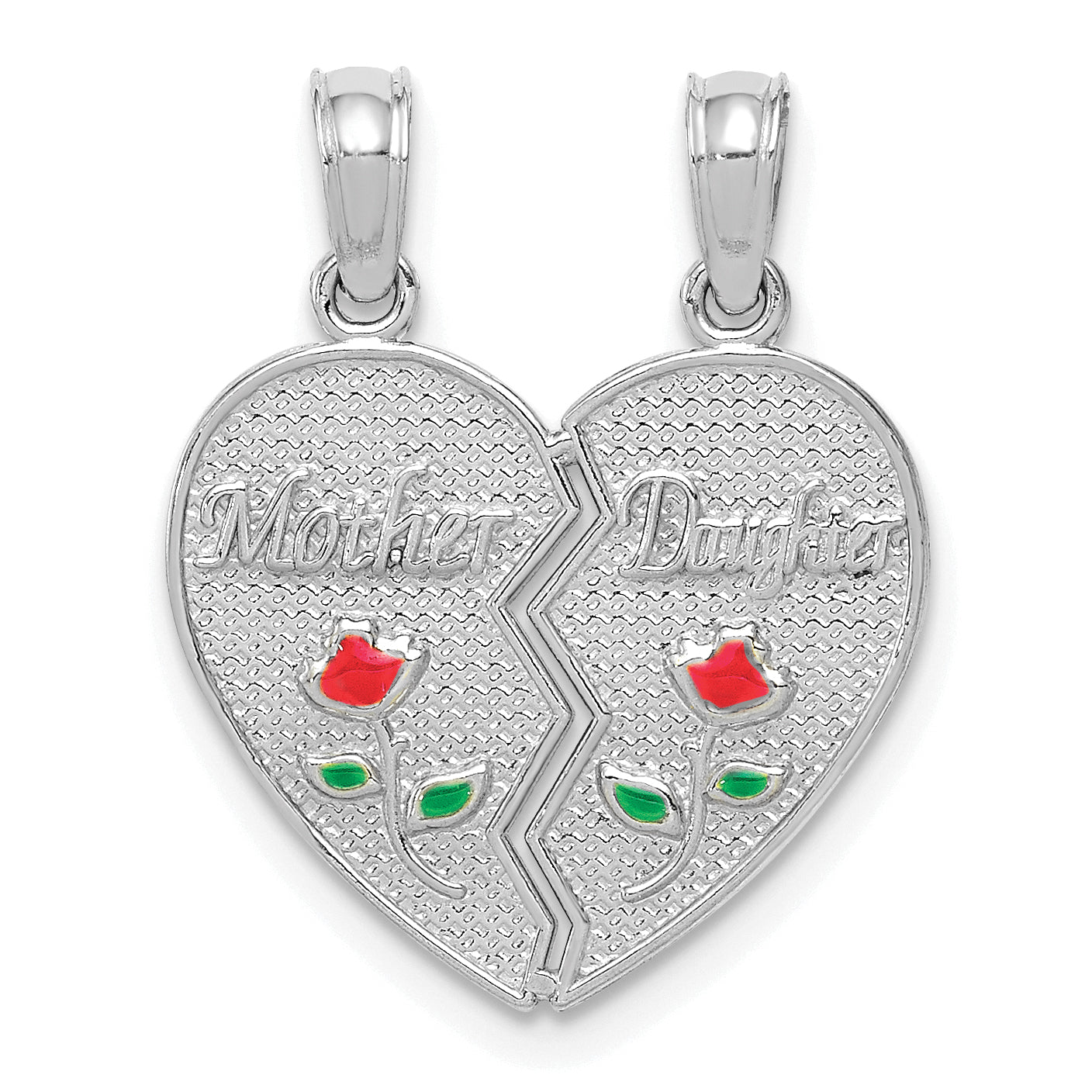 14k White Enameled MOTHER - DAUGHTER Break-apart Pendant Main image