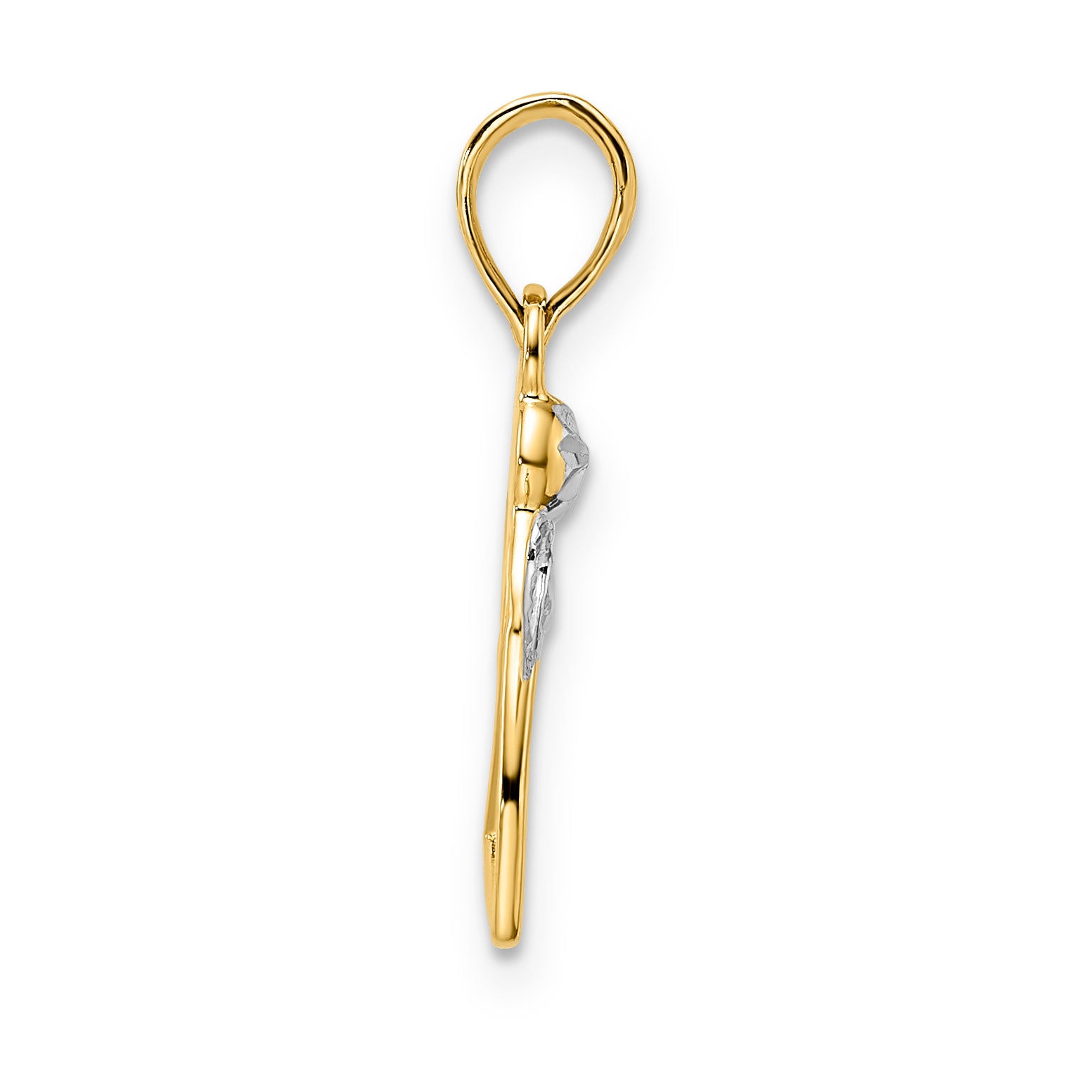 14k & White Rhodium D/C Angel Holding Heart Pendant Secondary image