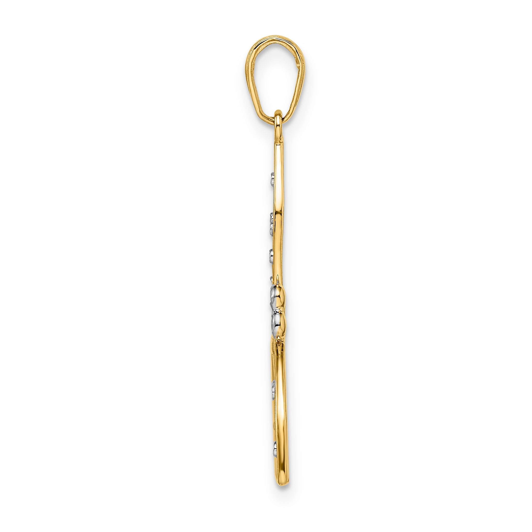 14k and White Rhodium Diamond-cut Filigree Dragonfly Pendant Secondary image