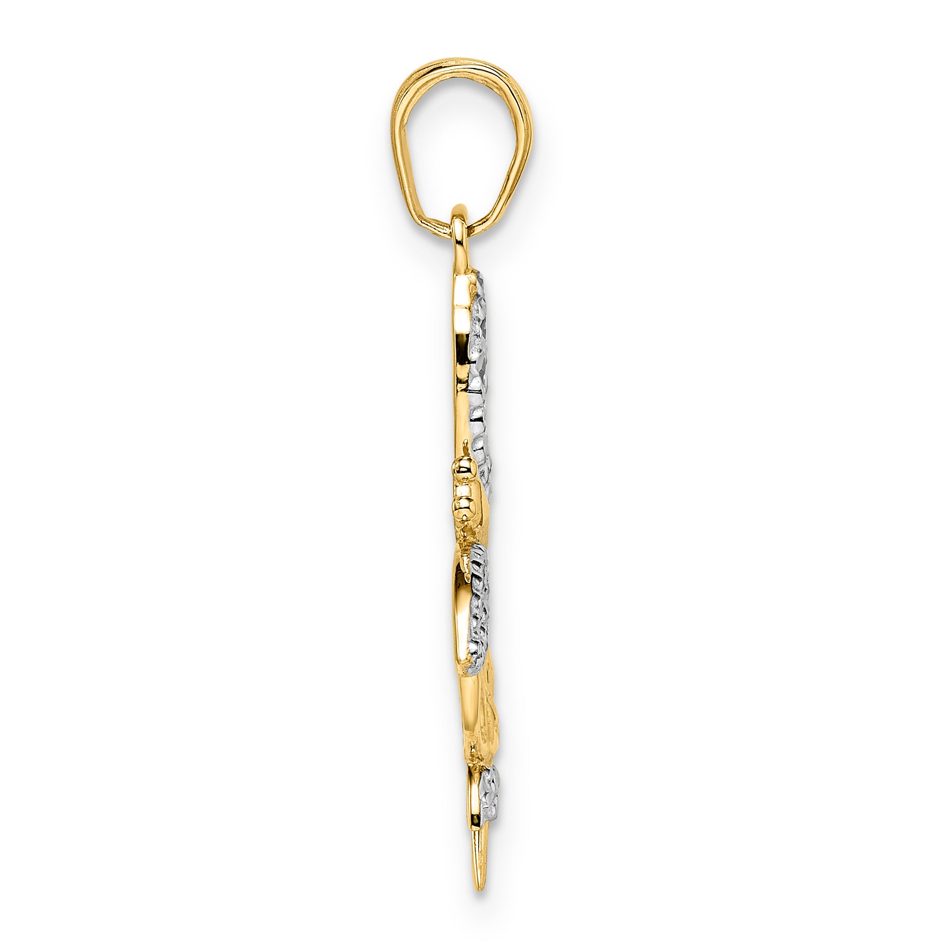 14k and White Rhodium Diamond-cut Dragonflies Pendant Secondary image