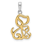 14k and White Rhodium Diamond-cut Dog and Puppy Pendant