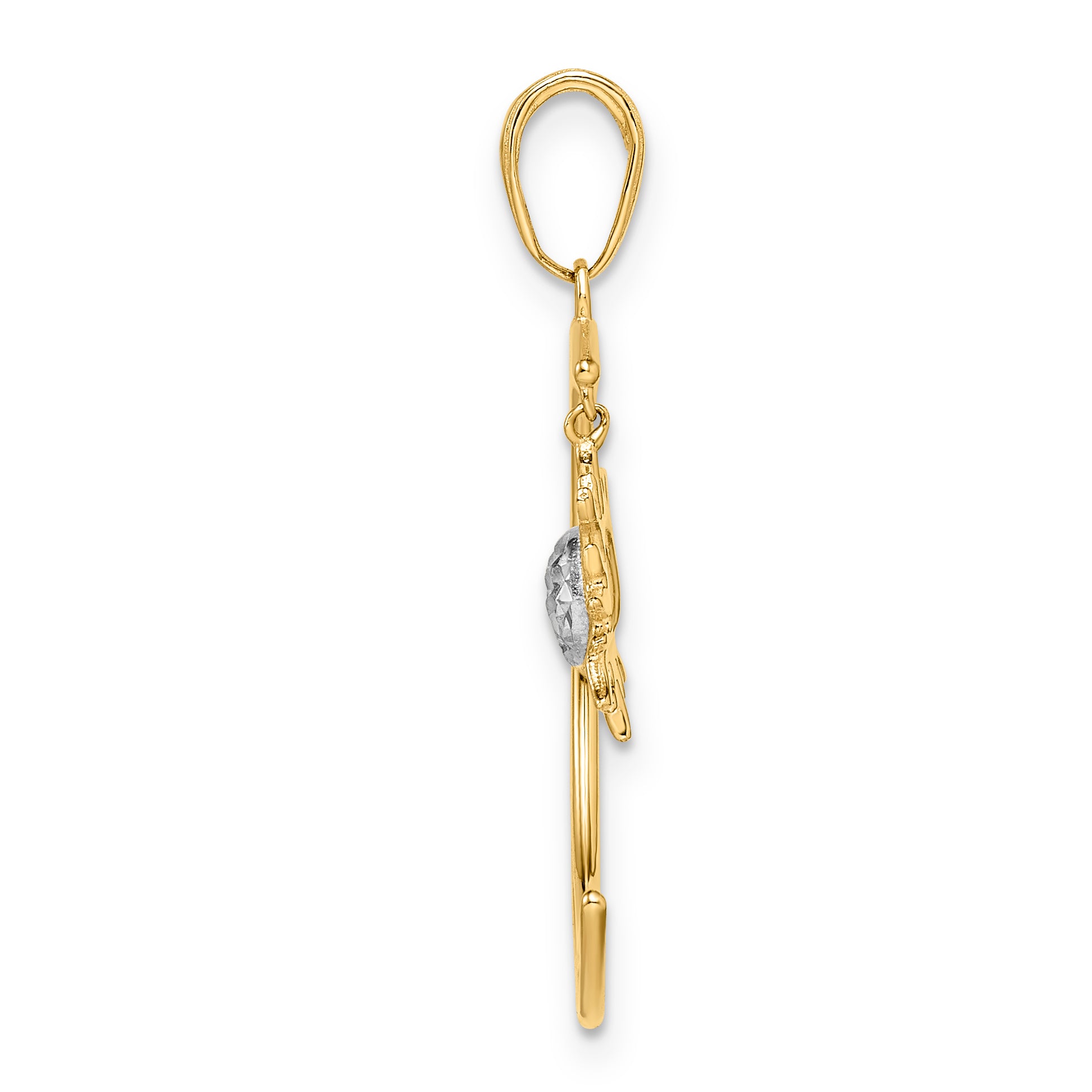 14k and White Rhodium Diamond-cut Moon and Dangle Sun Pendant Secondary image