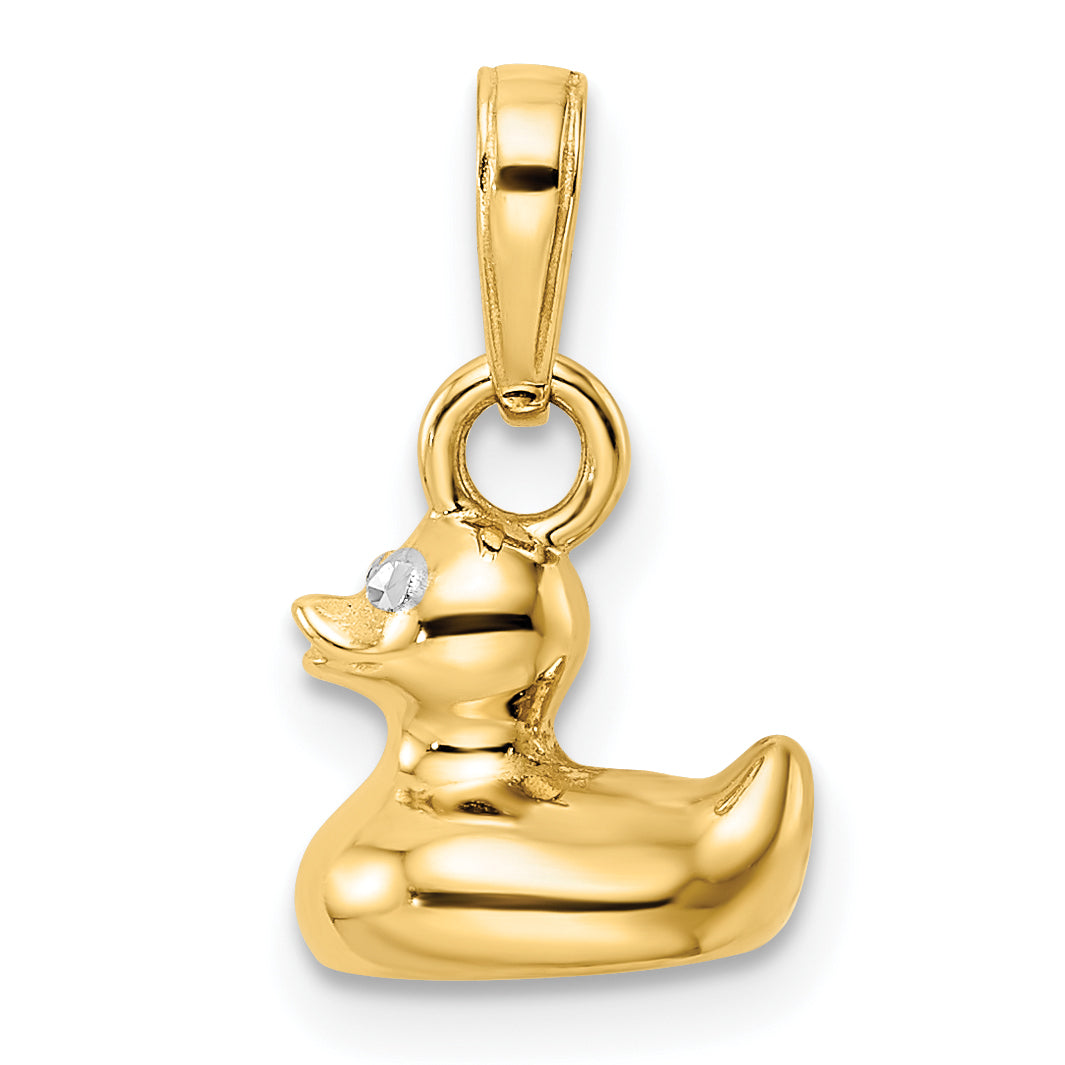 14k & White Rhodium 3D Duck Pendant Main image