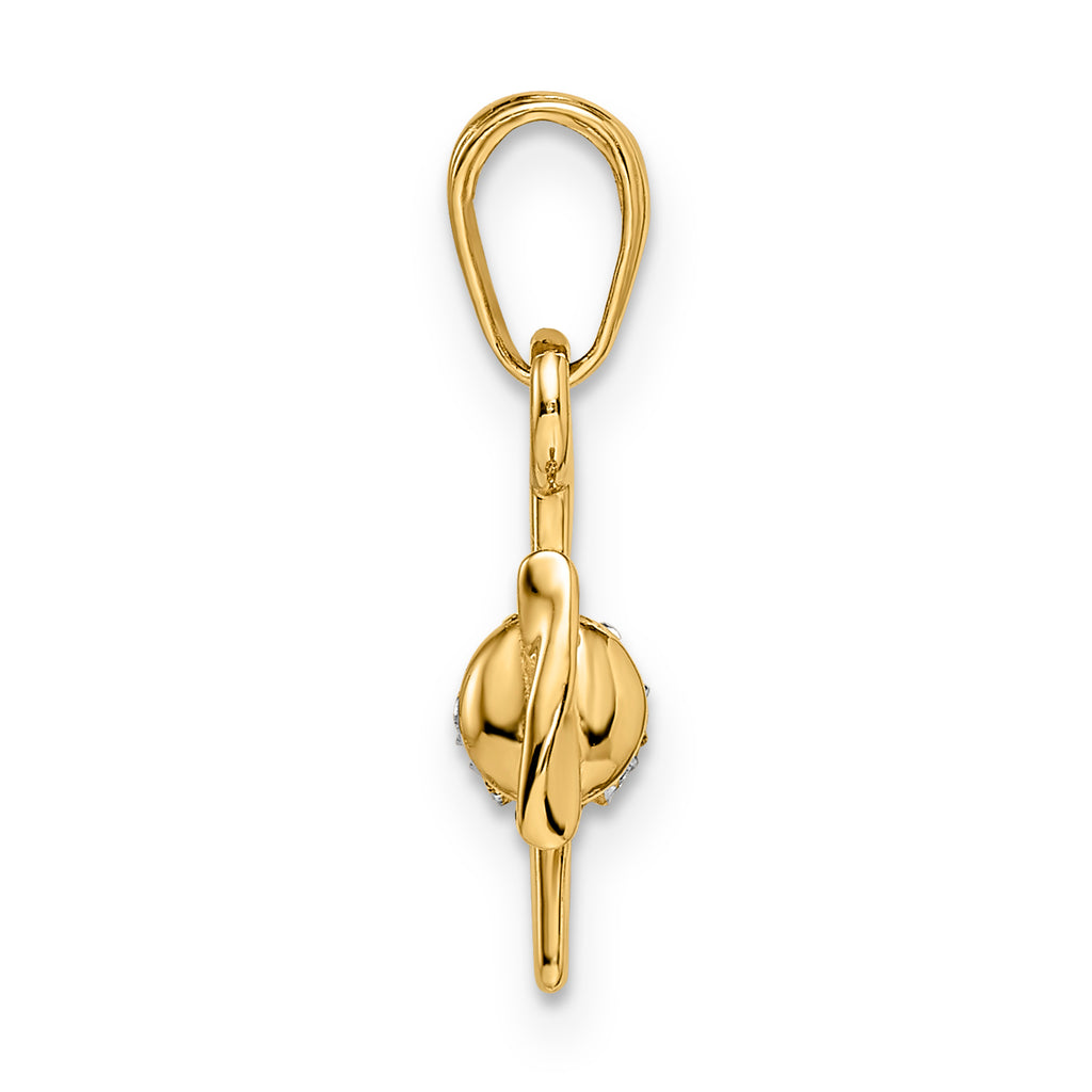 14k w/ White Rhodium 3D Diamond-cut Airplane Pendant