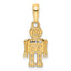 14k w/ White Rhodium Diamond-cut Robot Pendant