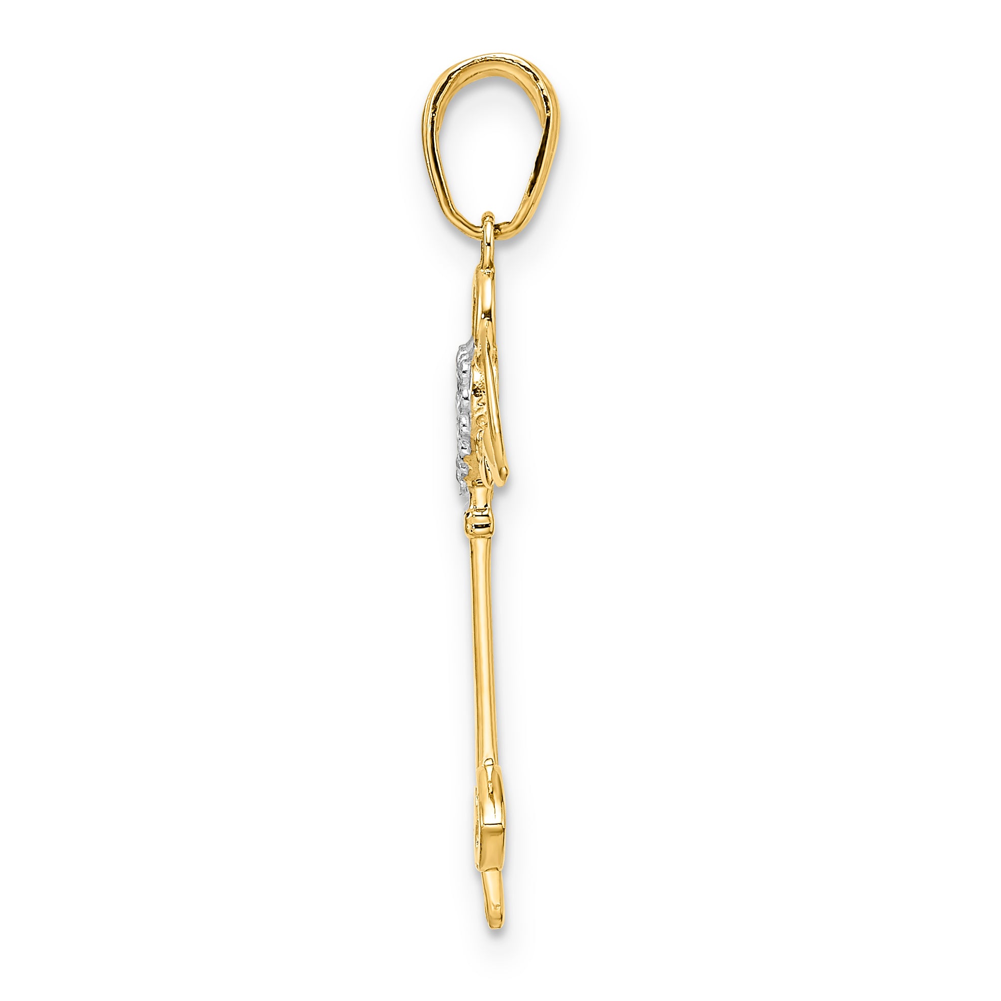 14k and White Rhodium D/C Heart/ Angel Wings Key Pendant Secondary image