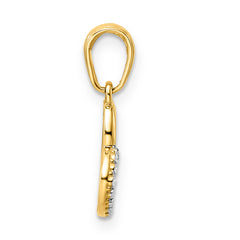 14k and White Rhodium Diamond-cut Heart Pendant