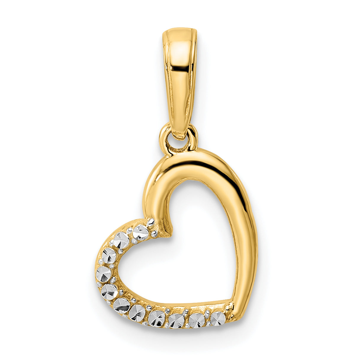 14k and White Rhodium Diamond-cut Heart Pendant Main image