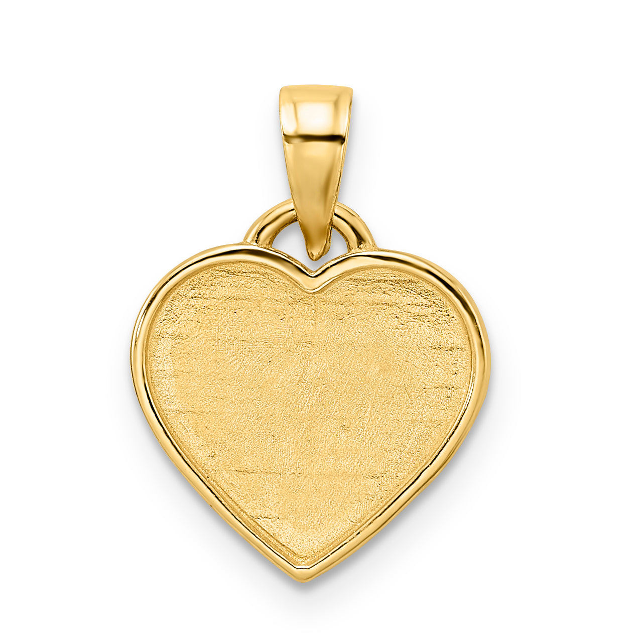 14k and White Rhodium Diamond-cut Border Heart Pendant