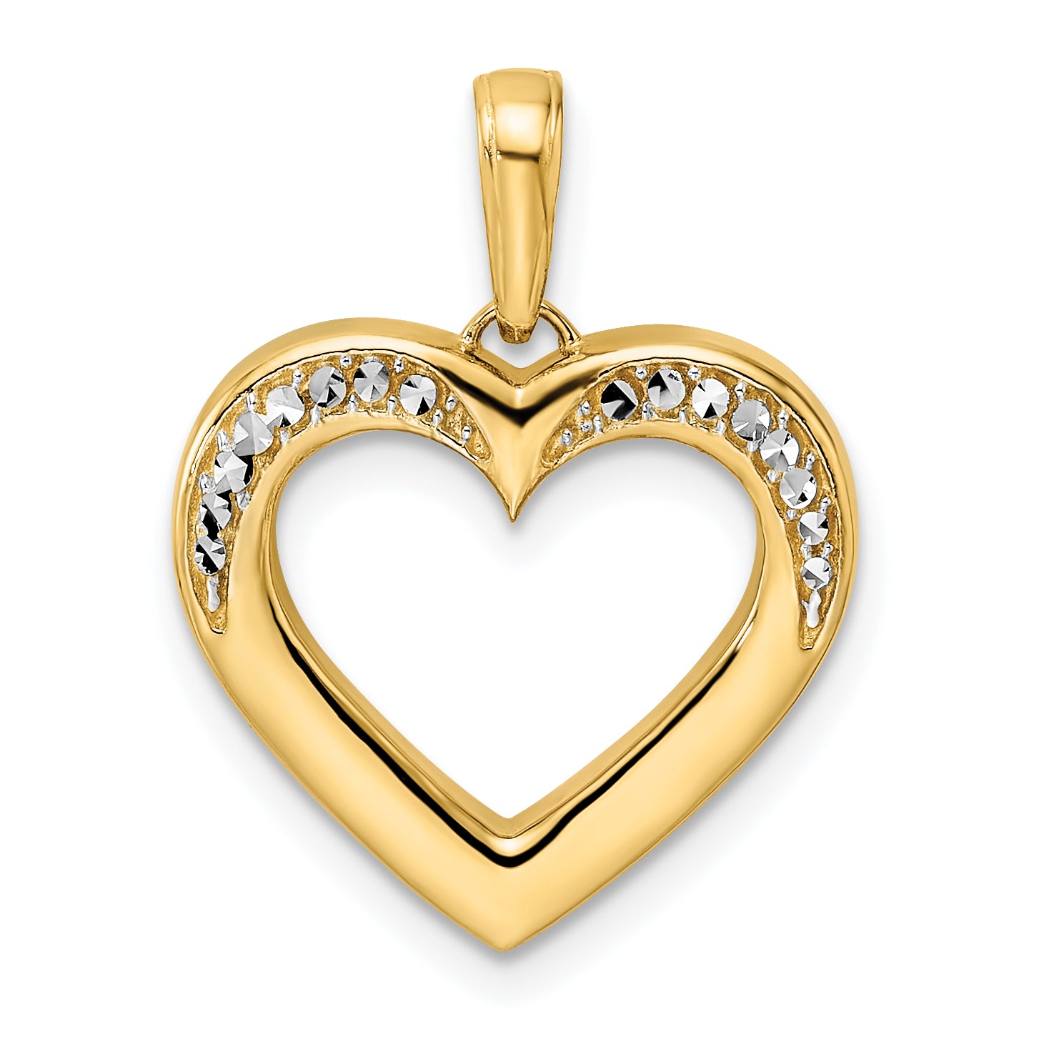 14k and White Rhodium Diamond-cut Fancy Heart Pendant Main image