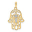 14k & White Rhodium D/C Evil Eye Hamsa Pendant