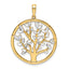 14k and White Rhodium Diamond-cut Tree of Life Pendant