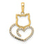 14k and White Rhodium Diamond-cut Cat Heart Pendant