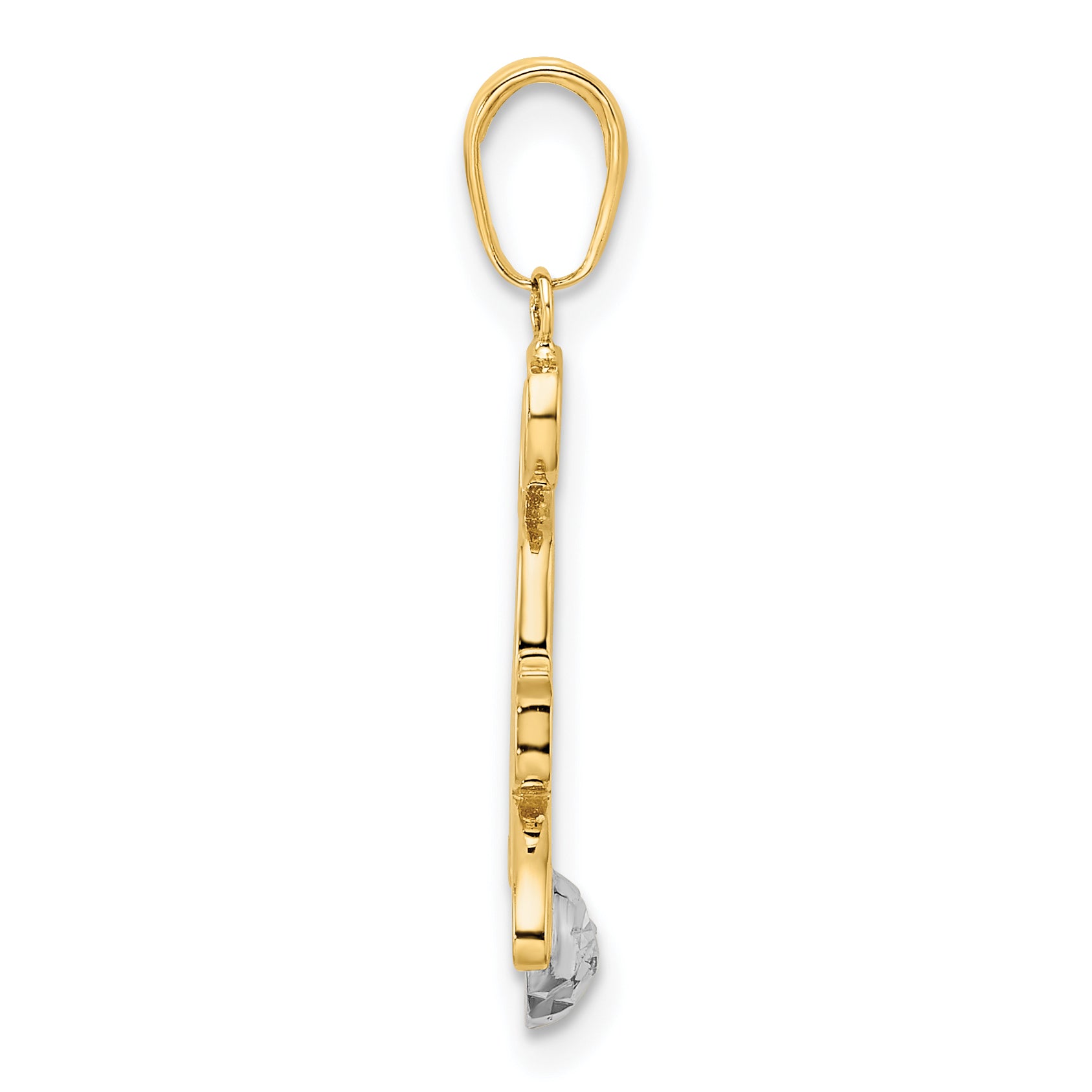 14k and White Rhodium Diamond-cut Cat and Ball Pendant Secondary image